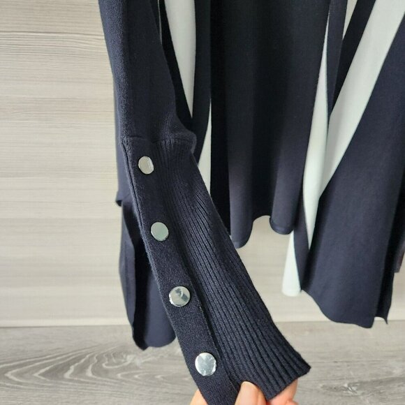 Alfani Womens Black Striped Open Front Dolman Sleeve Wrap Cardigan Sweater PS - Picture 15 of 16